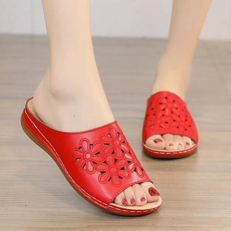 Womens Shoes Wedges Sandalias Hollow Out Solid Peep-toe Breathable Slippers