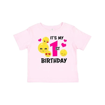 Inktastic Its My 1st Birthday with Smiling Emoticons Gift Baby Girl T-Shirt