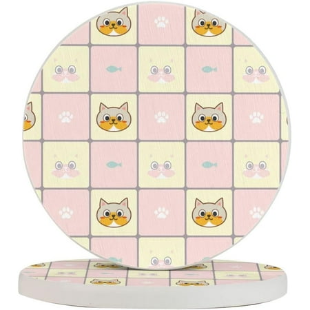 Set of 2 Round Coasters Kitty-Fish-Cat-Paw-Print for Drinks 4 Inch Ceramic Cups Place Mats Home Decor
Set of 2 Round Coasters Kitty-Fish-Cat-Paw-Print for Drinks 4 Inch Ceramic Cups Place Mats Home Decor