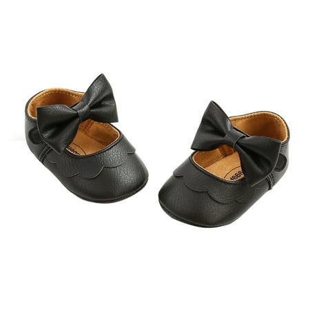 MISOWMNJOY Baby Girls Princess Shoes Bowknot Anti-Slip Rubber Sole First Walkers