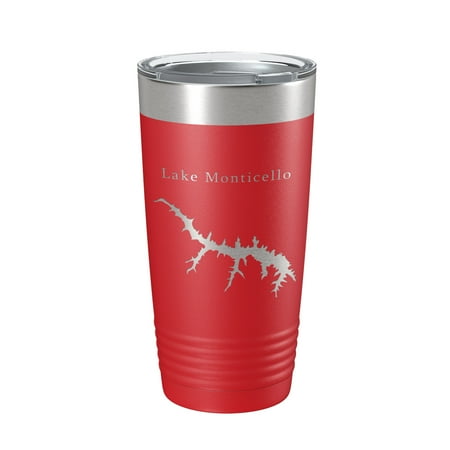 Lake Monticello Map Tumbler Travel Mug Insulated Laser Engraved Coffee Cup Virginia 20 oz Red