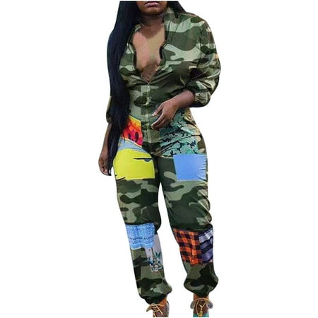 JWZUY Plaid Patchwork Jumpsuit for Women Camouflage Trouser Suit Front Zipper Long Sleeve Rompers Green M
JWZUY Plaid Patchwork Jumpsuit for Women Camouflage Trouser Suit Front Zipper Long Sleeve Rompers Green M