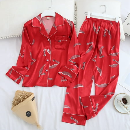 Long Sleeve Pajamas Autumn Ice Silk Long Sleeve Trousers Suit Printing Fashion Pyjamas Set
Long Sleeve Pajamas Autumn Ice Silk Long Sleeve Trousers Suit Printing Fashion Pyjamas Set