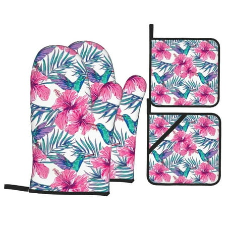 Oven Mitts and Pot Holders 4 pcs Set Hummingbird Leaf Flower Heat Resistant Silicone Oven Mitts Pot Holders for Kitchen Baking Cooking Non-Slip Oven Gloves Hot Pads Potholders
Oven Mitts and Pot Holders 4 pcs Set Hummingbird Leaf Flower Heat Resistant Silicone Oven Mitts Pot Holders for Kitchen Baking Cooking Non-Slip Oven Gloves Hot Pads Potholders