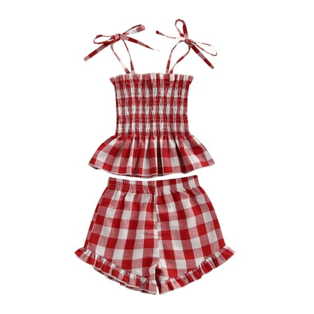 Canrulo 2pcs Lovely Baby Girls Summer Clothes Plaids Printed Sleeveless Ruffles Vest Tops+High Waist Shorts Sets Red 18-24 Months
Canrulo 2pcs Lovely Baby Girls Summer Clothes Plaids Printed Sleeveless Ruffles Vest Tops+High Waist Shorts Sets Red 18-24 Months