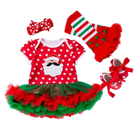 Infant Baby Girls Outfits Christmas Printed Short Sleeve Romper Skirt With Headband Shoes Leg Sleeves 4Pc Children S Clothes for Girls Size 3-6 Months
Infant Baby Girls Outfits Christmas Printed Short Sleeve Romper Skirt With Headband Shoes Leg Sleeves 4Pc Children S Clothes for Girls Size 3-6 Months