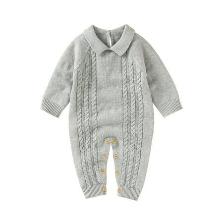Canrulo Winter Infant Baby Girls Boys Knit Jumpsuit Solid Long Sleeve Button Sweater Romper Clothes Light Gray 6-12 Months
Canrulo Winter Infant Baby Girls Boys Knit Jumpsuit Solid Long Sleeve Button Sweater Romper Clothes Light Gray 6-12 Months