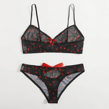 FengLS Sexy Lingerie Sexy Cute Girl Princess Style Love Bow Underwear Underwear Set Ladies Clothing Accessories