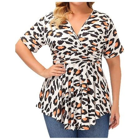 Blouses for Women Business Casual Women Plus Size Tops Blouse Short Sleeve V-neck Blouse Pleated Hem Shirt Vintage Tees for Women Brown 4XL
Blouses for Women Business Casual Women Plus Size Tops Blouse Short Sleeve V-neck Blouse Pleated Hem Shirt Vintage Tees for Women Brown 4XL