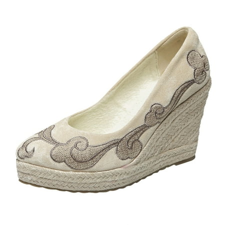 Cathalem Fashion Toe Espadrille Heels Women Wedge Shoes Canvas Trendy Shoes Beige 37
Cathalem Fashion Toe Espadrille Heels Women Wedge Shoes Canvas Trendy Shoes Beige 37