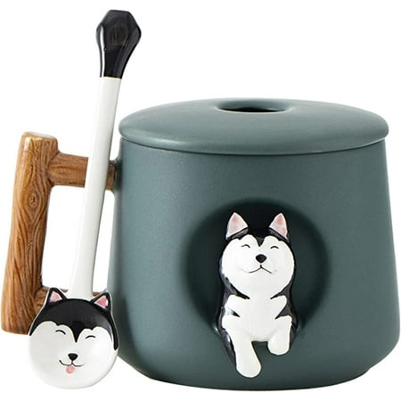 Ceramic Coffee Mug with Lid and Matching Spoon 3D Husky Pattern Mug for Tea Milk Chocolate Juice Cute Cup for Dog Lovers
Ceramic Coffee Mug with Lid and Matching Spoon 3D Husky Pattern Mug for Tea Milk Chocolate Juice Cute Cup for Dog Lovers