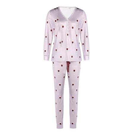 Meihuida Women´s Two Piece Pajamas Printing V-neck Long Sleeves Cardigan Lace Up Pants
Meihuida Women´s Two Piece Pajamas Printing V-neck Long Sleeves Cardigan Lace Up Pants