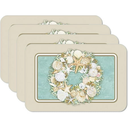 Coastal Wreath 4 Pack Reversible Easy Care Flexible Plastic Placemats Made In The BPA Free Easily Wipes Clean
Coastal Wreath 4 Pack Reversible Easy Care Flexible Plastic Placemats Made In The BPA Free Easily Wipes Clean