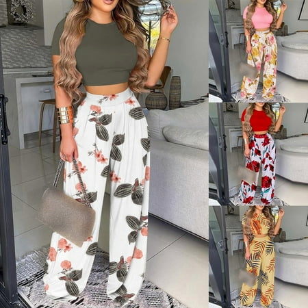 Yinreli 1 Set Crop Top Pants Floral Print Wide Leg Summer Crew Neck Flower Pattern Outfit Streetwear
Yinreli 1 Set Crop Top Pants Floral Print Wide Leg Summer Crew Neck Flower Pattern Outfit Streetwear