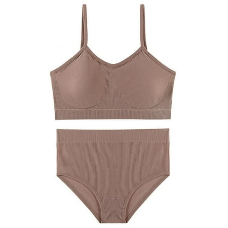 Women s Basic Ribbed Knit Bra and Panty 2 Pack Set