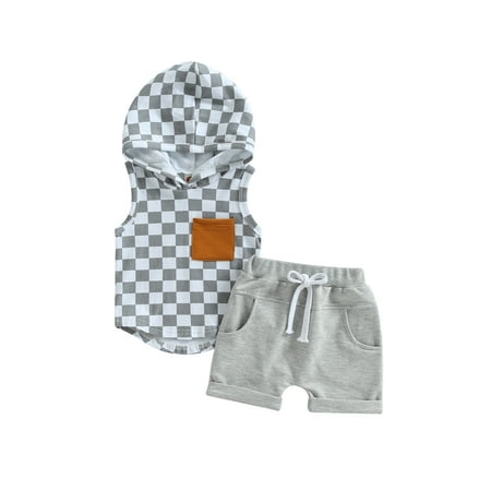 Qtinghua Toddler Baby Boy Summer Outfit Checkerboard Sleeveless Hooded Tank Top Casual Shorts Clothes Gray 12-18 Months
Qtinghua Toddler Baby Boy Summer Outfit Checkerboard Sleeveless Hooded Tank Top Casual Shorts Clothes Gray 12-18 Months