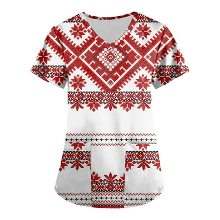 Netehipn Women s Aztec Printed Scrub Tops Plus Size V-Neck Fun T Shirts Workwear Nurse Uniform Tee
Netehipn Women s Aztec Printed Scrub Tops Plus Size V-Neck Fun T Shirts Workwear Nurse Uniform Tee