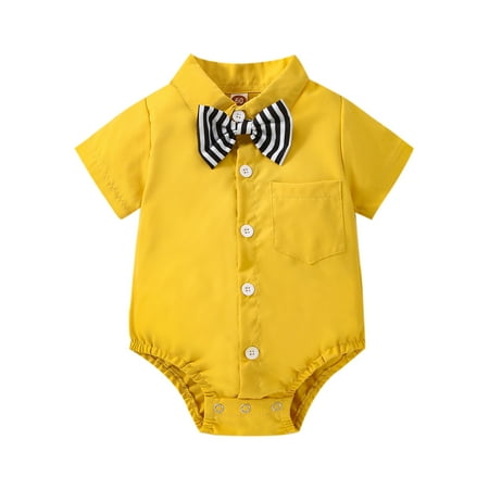 Musuos Baby Boy Romper Tops Short Sleeve Lapel Casual Party Chest Pocket Buttons Bodysuit with Bow Tie
Musuos Baby Boy Romper Tops Short Sleeve Lapel Casual Party Chest Pocket Buttons Bodysuit with Bow Tie