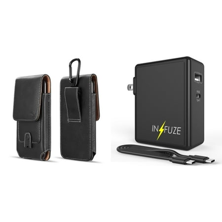 Holster and Wall Charger Bundle for Samsung Galaxy A03s: Vertical Magnetic Belt Pouch Case (Black) and 45W Dual USB Port PD Power Delivery Type-C and USB-A Power Adapter
Holster and Wall Charger Bundle for Samsung Galaxy A03s: Vertical Magnetic Belt Pouch Case (Black) and 45W Dual USB Port PD Power Delivery Type-C and USB-A Power Adapter