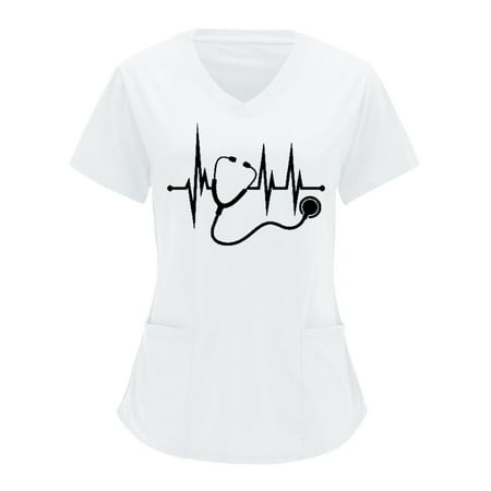 Funicet Plus Size Tops for Women Scrubs Tops Plus Size Working Uniform With Pockets Short Sleeve V-neck Nursing Uniform Cute Printed Blouse
Funicet Plus Size Tops for Women Scrubs Tops Plus Size Working Uniform With Pockets Short Sleeve V-neck Nursing Uniform Cute Printed Blouse