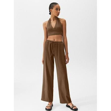 DanceeMangoo Halter Sexy Sleepwear Women Pajama Brown Crop Tops Womens Suit Sleeveless Nightwear Backless Spring Home Suit Sets 2023
DanceeMangoo Halter Sexy Sleepwear Women Pajama Brown Crop Tops Womens Suit Sleeveless Nightwear Backless Spring Home Suit Sets 2023