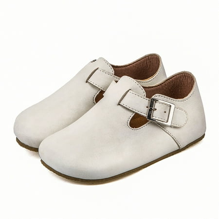 Toyella Fashionable Simple Velcro Anti-slip Children s Shoes Grey white 140