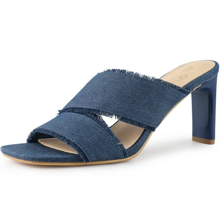 Unique Bargains Women s Slide Heels Mules Block Heel Sandals