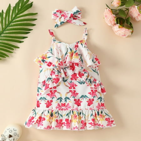 NIUREDLTD Toddler Girls Sleeveless Floral Prints Princess Dress Clothes Headbands Set
NIUREDLTD Toddler Girls Sleeveless Floral Prints Princess Dress Clothes Headbands Set