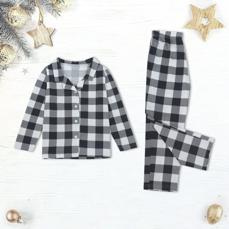 Family Christmas Pajamas Soft White Plaid Print Christmas Pajamas For Kids