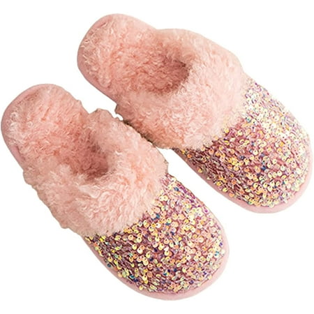 CoCopeaunt Women Sequin Slippers Cozy Fluffy Fur Memory House Slides Winter Anti-Slip Indoor Outdoor Shoes
CoCopeaunt Women Sequin Slippers Cozy Fluffy Fur Memory House Slides Winter Anti-Slip Indoor Outdoor Shoes