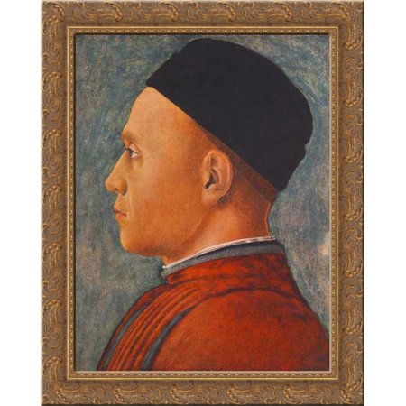 Portrait of a Man 20x24 Gold Ornate Wood Framed Canvas Art by Mantegna, Andrea
