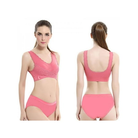 Women s Cross Side Buckle Sports Underwear Set Gather-back Shaped Vest-style Bra Without Steel Ring