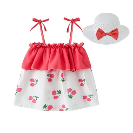 TUOBARR Summer Savings Clearance 2023! Girls Summer Dress Toddler Baby Girl Summer Ruffled Lace Suspender Skirt Cherry Print Princess Dress+Hat Set Pink 90
TUOBARR Summer Savings Clearance 2023! Girls Summer Dress Toddler Baby Girl Summer Ruffled Lace Suspender Skirt Cherry Print Princess Dress+Hat Set Pink 90