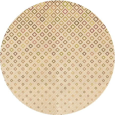 Ahgly Company Indoor Round Patterned Brown Sand Brown Area Rugs 7 Round