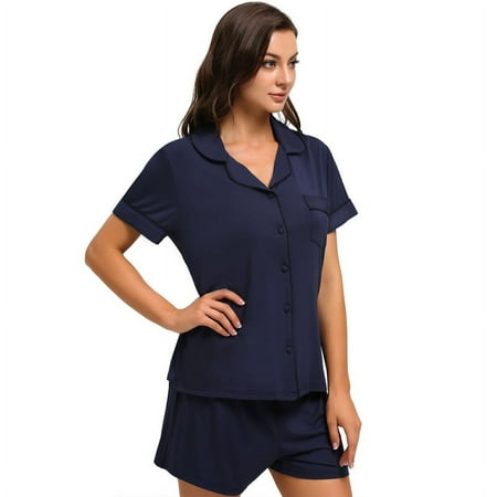Womens Summer Pajama Sets Short Sleeve Sleepwear Soft Button Down Nightwear Casual Sets with Short
Womens Summer Pajama Sets Short Sleeve Sleepwear Soft Button Down Nightwear Casual Sets with Short