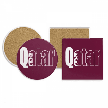Qatar Country Flag Name Coaster Cup Mug Holder Absorbent Stone Cork Base Set