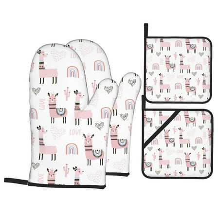 Oven Mitts and Pot Holders 4 pcs Set Cartoon Cute Alpacalove Pink Heat Resistant Silicone Oven Mitts Pot Holders for Kitchen Baking Cooking Non-Slip Oven Gloves Hot Pads Potholders
Oven Mitts and Pot Holders 4 pcs Set Cartoon Cute Alpacalove Pink Heat Resistant Silicone Oven Mitts Pot Holders for Kitchen Baking Cooking Non-Slip Oven Gloves Hot Pads Potholders