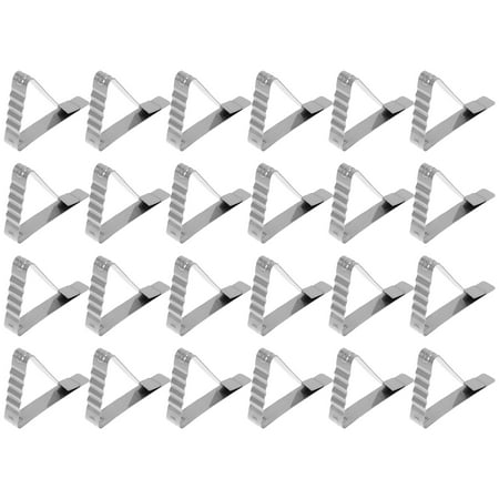 24pcs Stainless Steel Tablecloth Clips Antiskid Table Cover Fixing Clip (Silver)