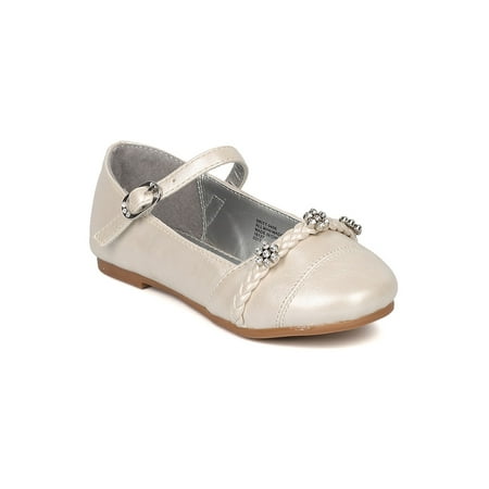 New Girl Little Angel Britt-940D PU Rhinestone Flower Mary Jane Ballet Flat