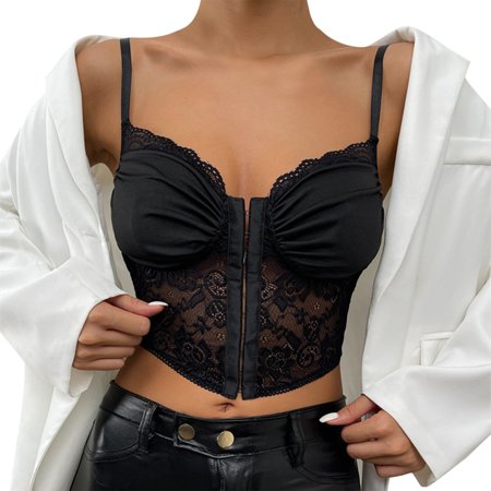 wendunide crop tops for women Women s Punk Goth Floral Lace Bustier Corset Party Bralet Crop Sexy Lace Top Womens Tanks Black L
wendunide crop tops for women Women s Punk Goth Floral Lace Bustier Corset Party Bralet Crop Sexy Lace Top Womens Tanks Black L