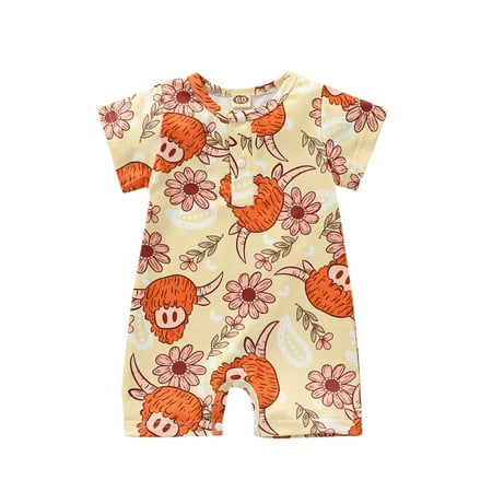 MissiMae Newborn Baby Girls Jumpsuit Floral Bull Head Print Short Sleeve Romper for Toddler Summer 0-18M 
MissiMae Newborn Baby Girls Jumpsuit Floral Bull Head Print Short Sleeve Romper for Toddler Summer 0-18M