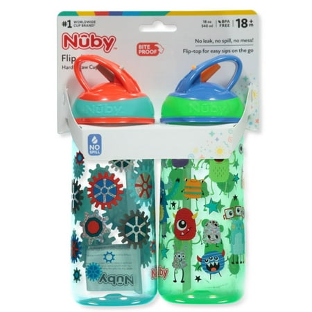 Nuby Baby Unisex 2-Pack No-Spill Bottles - orange/blue one size