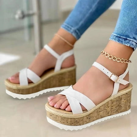 Ykohkofe Ladies Fashion Summer Solid Color Cross Strap Open Toe Buckle Wedge Sandals
Ykohkofe Ladies Fashion Summer Solid Color Cross Strap Open Toe Buckle Wedge Sandals