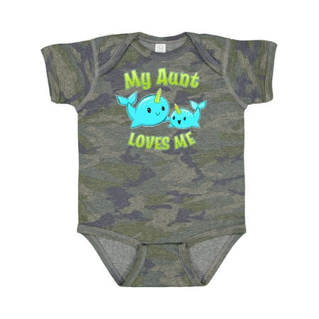 Inktastic My Aunt Loves Me- Cute Narwhal Gift Baby Boy or Baby Girl Bodysuit