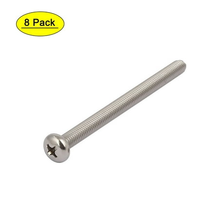 M5x65mm 316 Stainless Steel Round Pan Head Machine Screw Bolt 8pcs