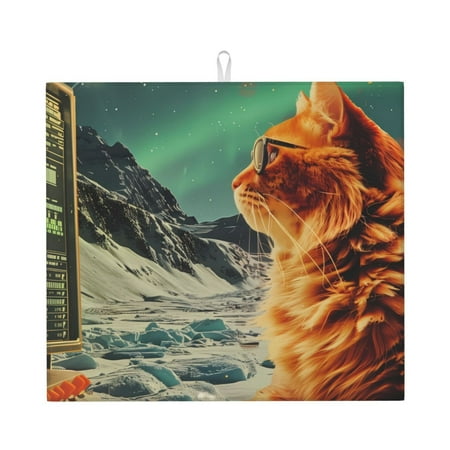 Dish Drying Mats for Kitchen Counter Space Adventurer Cat 16x18in Dish Drying Pad Coffee Mat with Hanging Loop Super absorbent Kitchen Counter Mat Coffee Bar Accessories
Dish Drying Mats for Kitchen Counter Space Adventurer Cat 16x18in Dish Drying Pad Coffee Mat with Hanging Loop Super absorbent Kitchen Counter Mat Coffee Bar Accessories