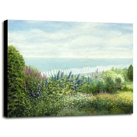 Cape Cod Garden-KEVDOD98555 Print 21.5"x25.75" by Kevin Dodds in a Canvas Stretched in Black Frame