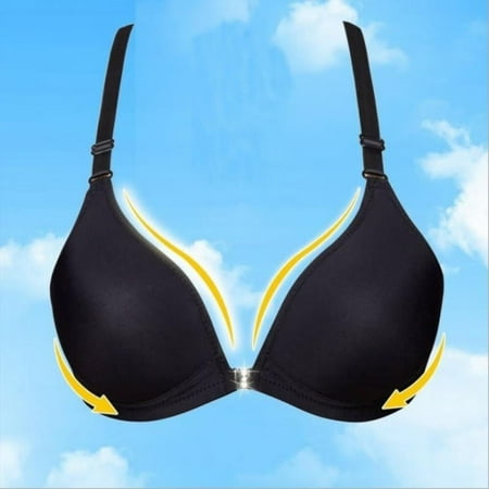 Cocloth Women Wire Free Padded Solid Color Lingerie Underwear Front Closure Bra