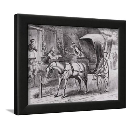 New Country Doctor Arriving in Town by Wagon Framed Print Wall Art