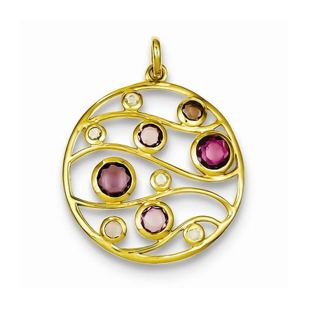 Sterling Silver Gold Plated CZ & GlassPendant